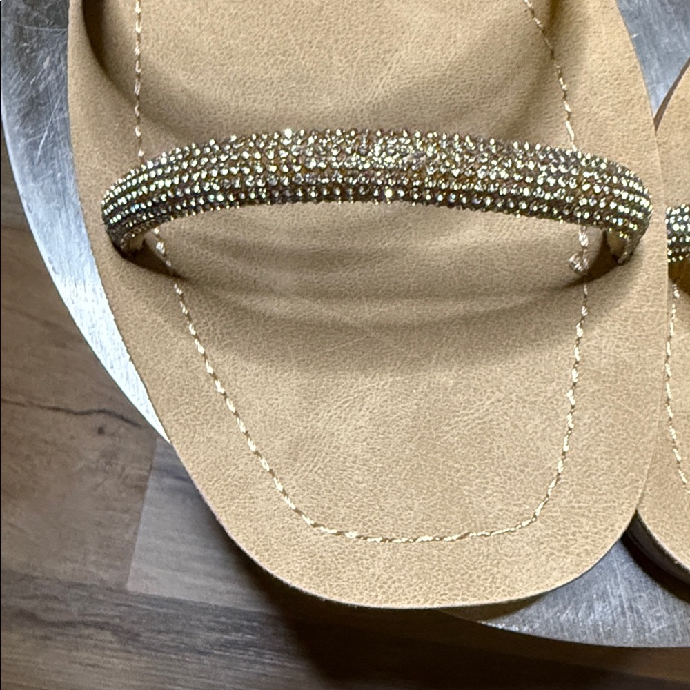 Madden Girl Tan Sandals with Rhinestone Straps - Picture 10 of 13
